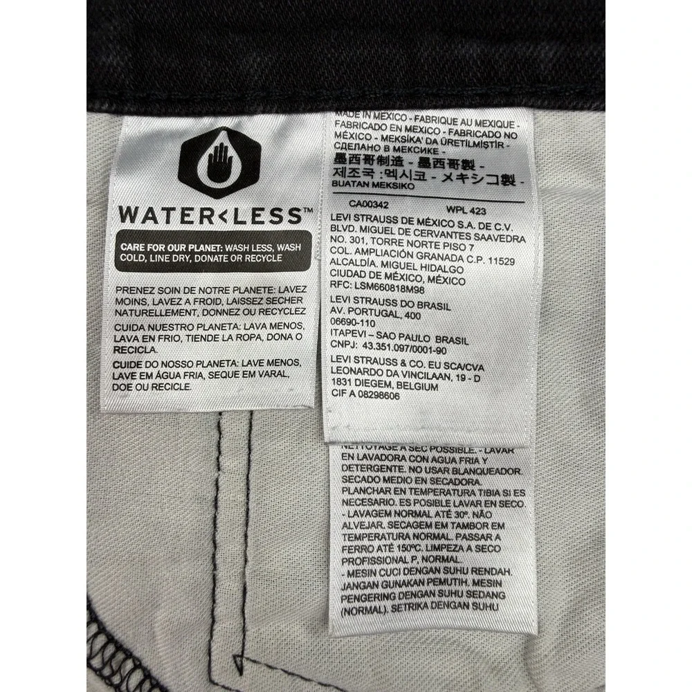 Levis 559 Mens‎ 38x30 Black Relaxed Straight Fit Jeans WaterLess